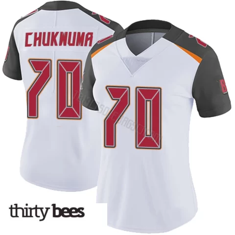 Benjamin Chukwuma ＃70 Tampa Bay Buccaneers Women's Limited White Vapor Untouchable Jersey