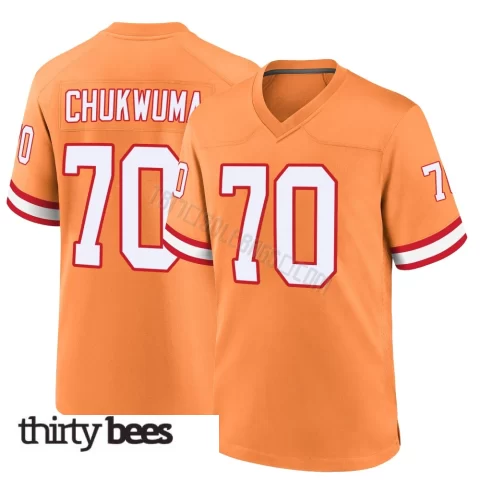 Benjamin Chukwuma ＃70 Tampa Bay Buccaneers Youth Game Orange Throwback Jersey