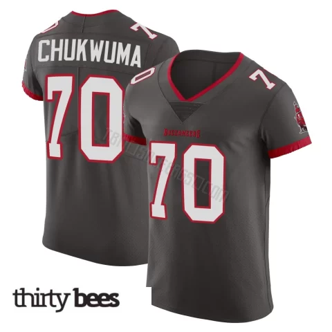 Benjamin Chukwuma ＃70 Tampa Bay Buccaneers Men's Elite Pewter Alternate Vapor Jersey