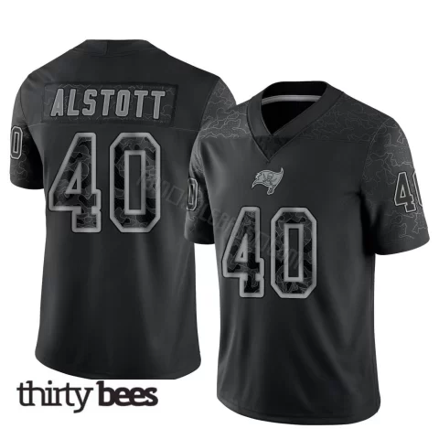 Mike Alstott ＃40 Tampa Bay Buccaneers Men's Limited Black Reflective Jersey