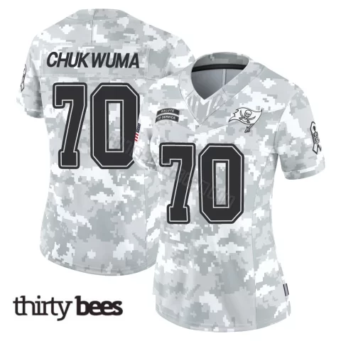 Benjamin Chukwuma ＃70 Tampa Bay Buccaneers Women's Limited Arctic Camo 2024 Salute to Service Jersey