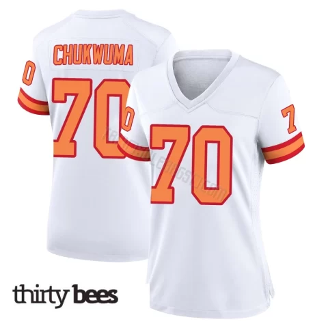 Benjamin Chukwuma ＃70 Tampa Bay Buccaneers Women's Game White '76 Jersey