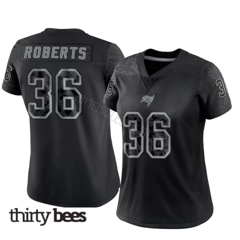 JJ Roberts ＃36 Tampa Bay Buccaneers Women's Limited Black Reflective Jersey