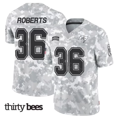 JJ Roberts ＃36 Tampa Bay Buccaneers Men's Limited Arctic Camo 2024 Salute to Service Jersey