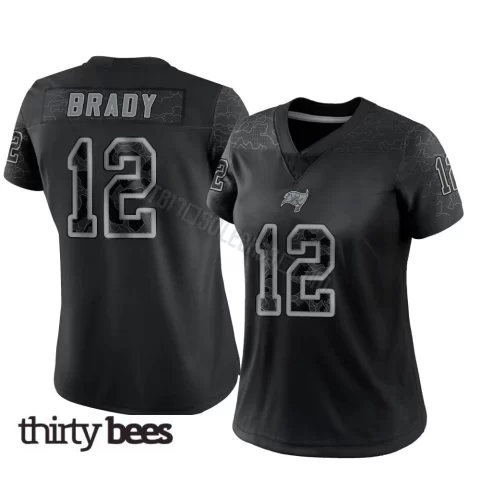 Tom Brady ＃12 Tampa Bay Buccaneers Women's Limited Black Reflective Jersey