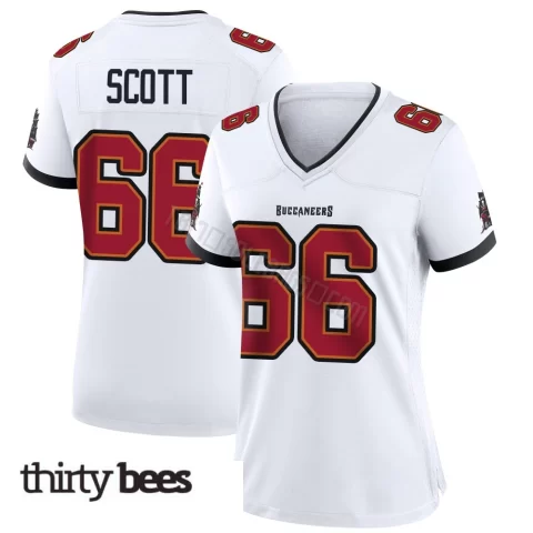 Ben Scott ＃66 Tampa Bay Buccaneers Women's Game White Jersey