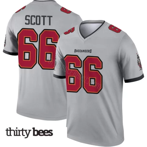 Ben Scott ＃66 Tampa Bay Buccaneers Men's Legend Gray Inverted Jersey