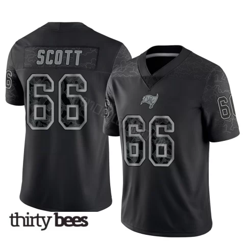 Ben Scott ＃66 Tampa Bay Buccaneers Youth Limited Black Reflective Jersey