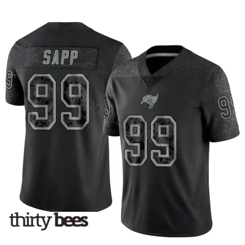 Warren Sapp ＃99 Tampa Bay Buccaneers Men's Limited Black Reflective Jersey