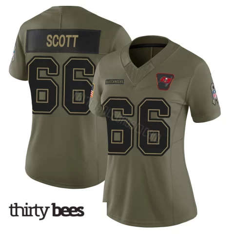 Ben Scott ＃66 Tampa Bay Buccaneers Women's Limited Olive 2025 Salute to Service Jersey