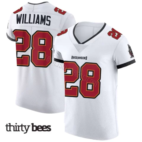 Damarion Williams ＃28 Tampa Bay Buccaneers Men's Elite White Vapor Jersey