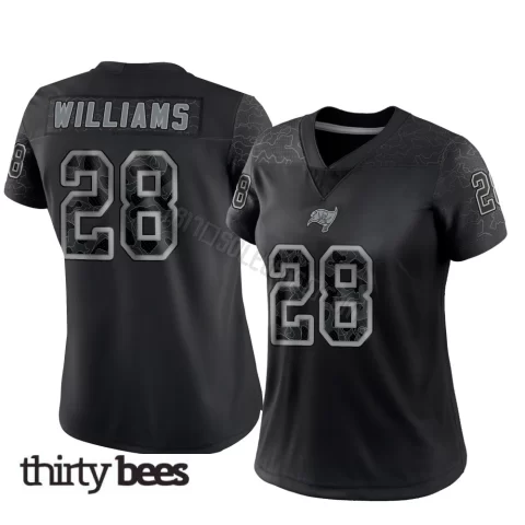 Damarion Williams ＃28 Tampa Bay Buccaneers Women's Limited Black Reflective Jersey