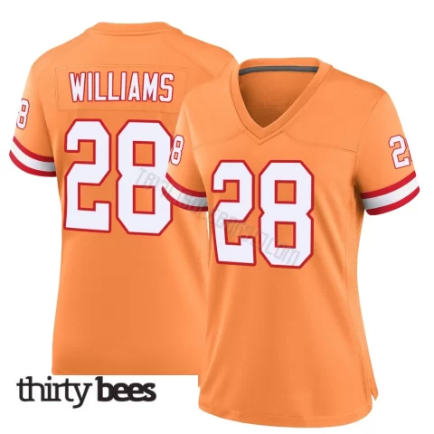 Damarion Williams ＃28 Tampa Bay Buccaneers Women's Game Orange Throwback Jersey