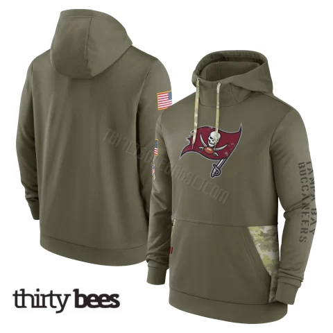 Tampa Bay Buccaneers Men's Olive 2022 Salute to Service Therma Performance Pullover Hoodie