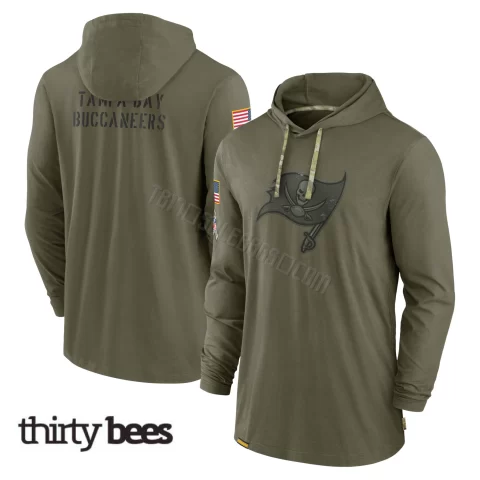 Tampa Bay Buccaneers Men's Olive 2022 Salute to Service Tonal Pullover Hoodie