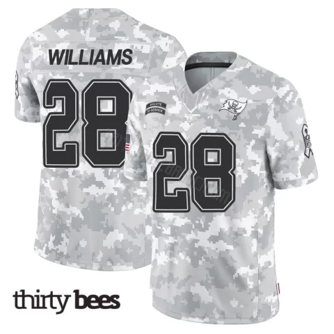 Damarion Williams ＃28 Tampa Bay Buccaneers Youth Limited Arctic Camo 2024 Salute to Service Jersey