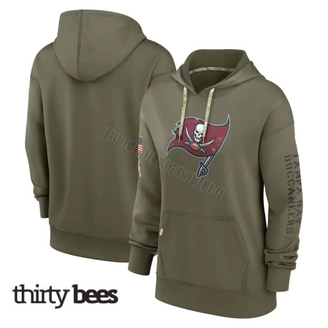 Tampa Bay Buccaneers Women's Olive 2022 Salute to Service Performance Pullover Hoodie