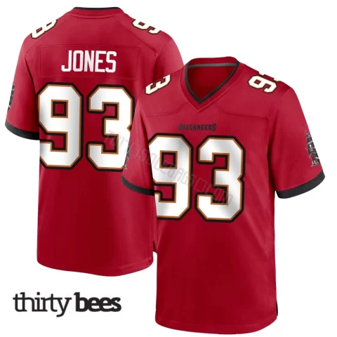 Jayson Jones ＃93 Tampa Bay Buccaneers Youth Game Red Team Color Jersey