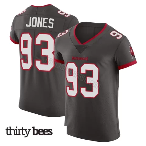 Jayson Jones ＃93 Tampa Bay Buccaneers Men's Elite Pewter Alternate Vapor Jersey