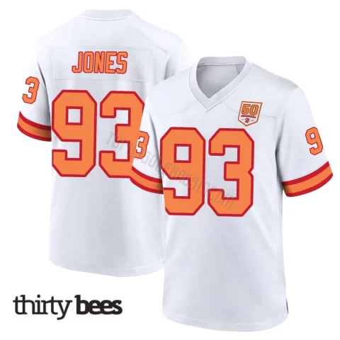 Jayson Jones ＃93 Tampa Bay Buccaneers Men's Game White '76 50th Season Jersey