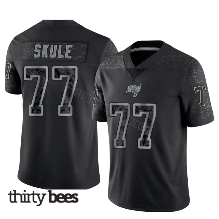 Justin Skule ＃77 Tampa Bay Buccaneers Men's Limited Black Reflective Jersey