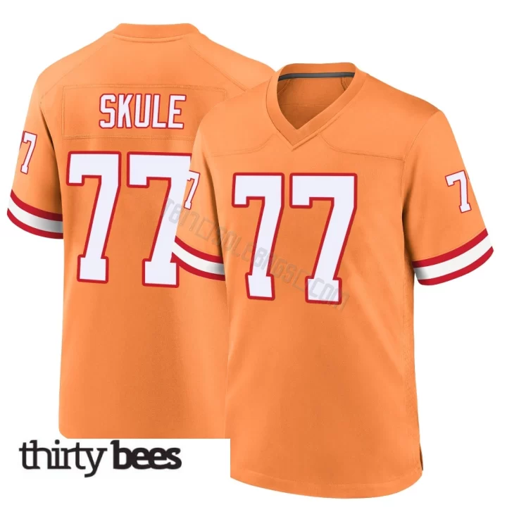 Justin Skule ＃77 Tampa Bay Buccaneers Youth Game Orange Throwback Jersey