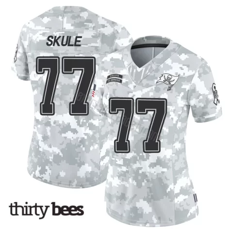 Justin Skule ＃77 Tampa Bay Buccaneers Women's Limited Arctic Camo 2024 Salute to Service Jersey