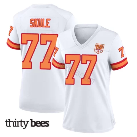 Justin Skule ＃77 Tampa Bay Buccaneers Women's Game White '76 50th Season Jersey