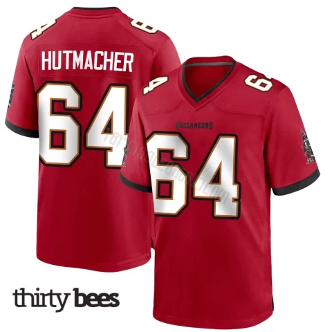 Nash Hutmacher ＃64 Tampa Bay Buccaneers Youth Game Red Team Color Jersey