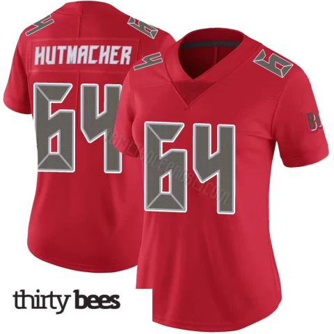 Nash Hutmacher ＃64 Tampa Bay Buccaneers Women's Limited Red Color Rush Jersey