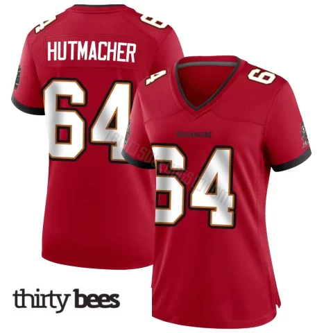 Nash Hutmacher ＃64 Tampa Bay Buccaneers Women's Game Red Team Color Jersey