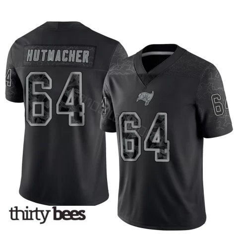 Nash Hutmacher ＃64 Tampa Bay Buccaneers Men's Limited Black Reflective Jersey