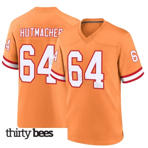 Nash Hutmacher ＃64 Tampa Bay Buccaneers Men's Game Orange Throwback Jersey