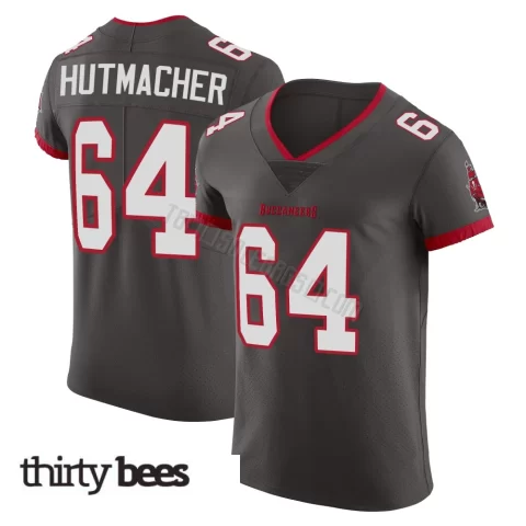 Nash Hutmacher ＃64 Tampa Bay Buccaneers Men's Elite Pewter Alternate Vapor Jersey