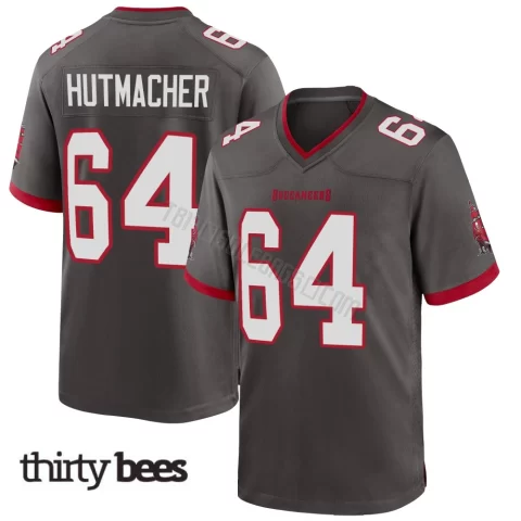 Nash Hutmacher ＃64 Tampa Bay Buccaneers Men's Game Pewter Alternate Jersey