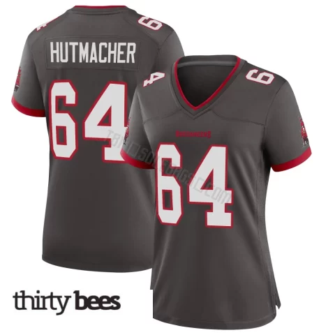 Nash Hutmacher ＃64 Tampa Bay Buccaneers Women's Game Pewter Alternate Jersey