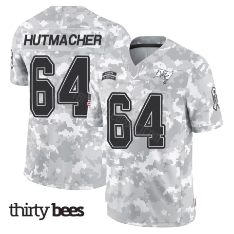 Nash Hutmacher ＃64 Tampa Bay Buccaneers Men's Limited Arctic Camo 2024 Salute to Service Jersey