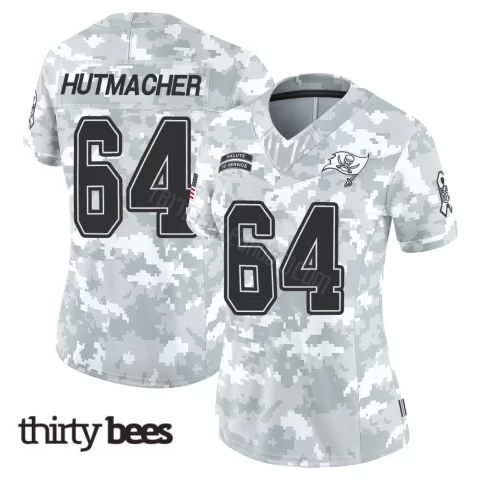 Nash Hutmacher ＃64 Tampa Bay Buccaneers Women's Limited Arctic Camo 2024 Salute to Service Jersey