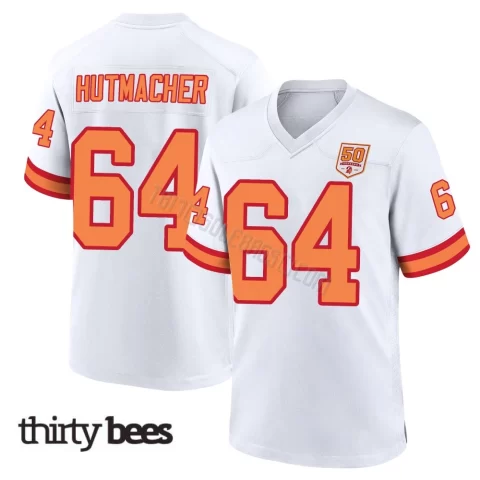 Nash Hutmacher ＃64 Tampa Bay Buccaneers Men's Game White '76 50th Season Jersey