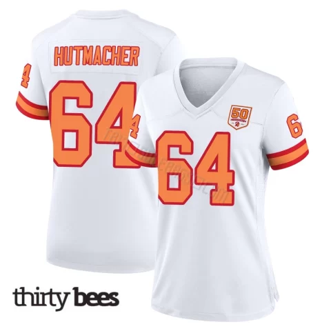 Nash Hutmacher ＃64 Tampa Bay Buccaneers Women's Game White '76 50th Season Jersey
