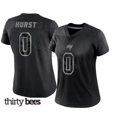 Ted Hurst ＃0 Tampa Bay Buccaneers Women's Limited Black Reflective Jersey