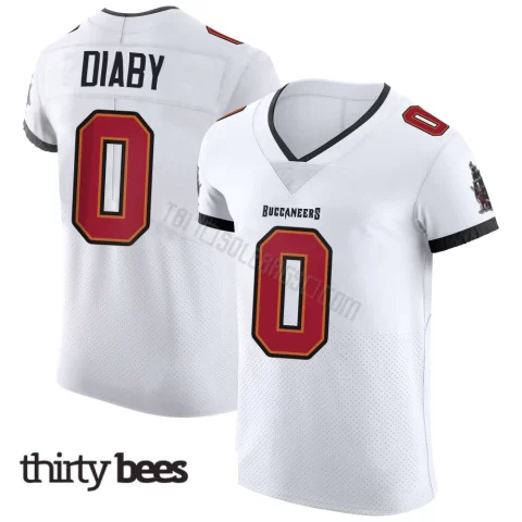 Yaya Diaby ＃0 Tampa Bay Buccaneers Men's Elite White Vapor Jersey