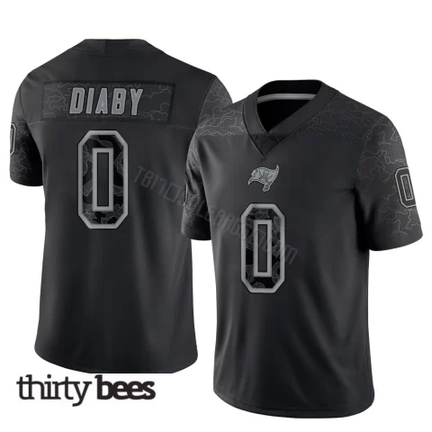 Yaya Diaby ＃0 Tampa Bay Buccaneers Men's Limited Black Reflective Jersey