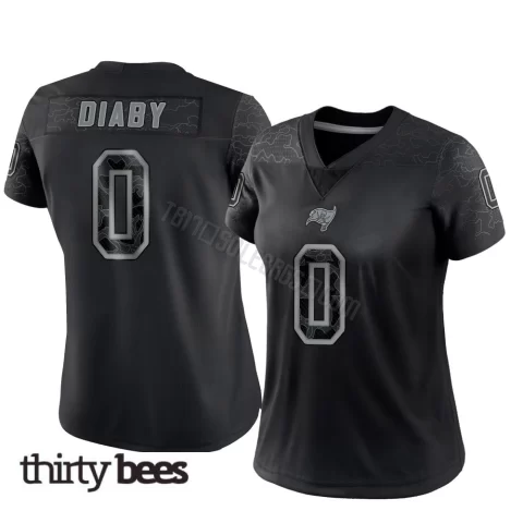 Yaya Diaby ＃0 Tampa Bay Buccaneers Women's Limited Black Reflective Jersey